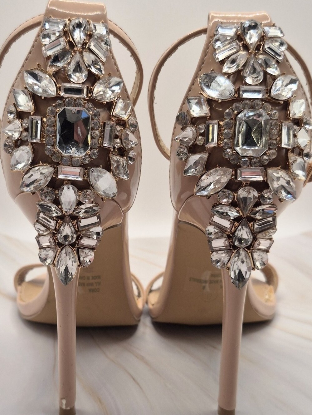 Charlotte Russe Jeweled Rhinestone Stiletto Heels Nude Blush Size 8